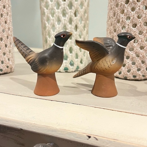 POTTERY BARN RING NECK PHEASANTS SALT & PEPPER SHAKERS - Picture 2 of 12